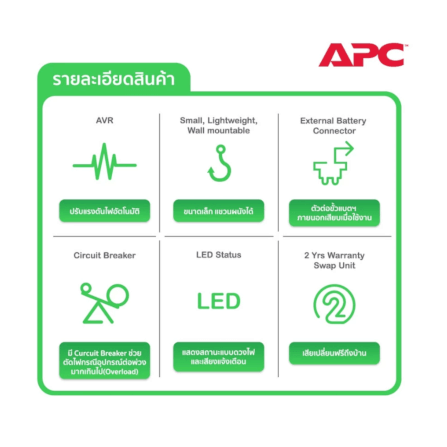 เครื่องสำรองไฟฟ้า APC 625VA 325 วัตต์ รุ่น BX625CI-MS EASY UPS 3 ช่อง ป้องกัน ไฟตก ไฟเกิน_6
